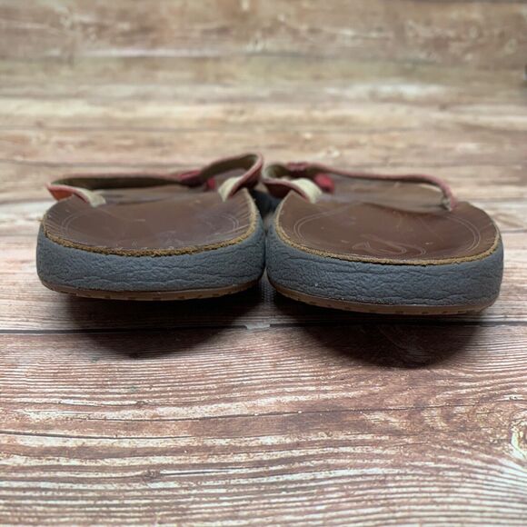 OluKai Pua Brown Red Leather Flat Flip Flop Sandals - Women's Size 8 US / 38 EU - Picture 5 of 10